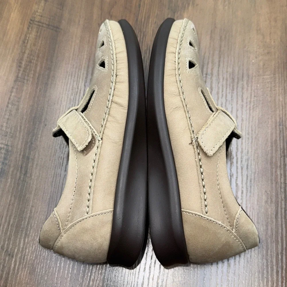 SAS San Antonio Shoes Roamer Leather T-Strap Comfort Mary Jane Loafers Size 4 M